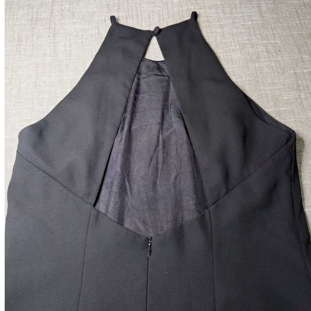 Laundry by Shelli Segal Black Halter Neck Open Back Sheath Dress Vintage Size 12 - Picture 9 of 16